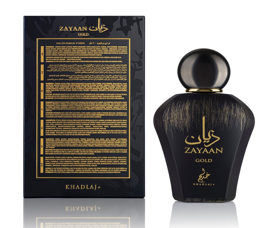 Khadlaj Zayaan Gold 100ml Eau de Parfum – Spicy Woody Amber Scent (Made in UAE)